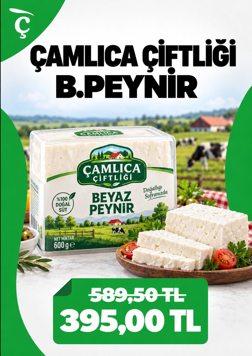 ÇAMLICA ÇIFTLIGI TAM YAGLI BEYAZ PEYNIRKG