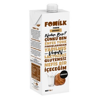 FOMILK FINDIK SÜTÜ SEKERSIZ 1 LT